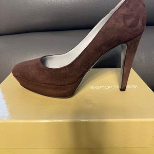Sergio Rossi Suede Platform Pump Brown 38,5
